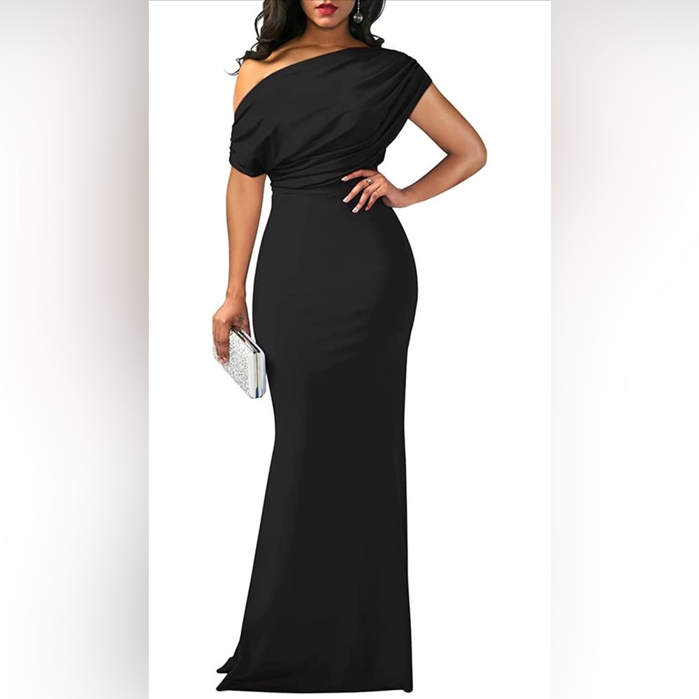 Women's Elegant Sleeveless Off Shoulder Bodycon Long Formal Party Evening Dress